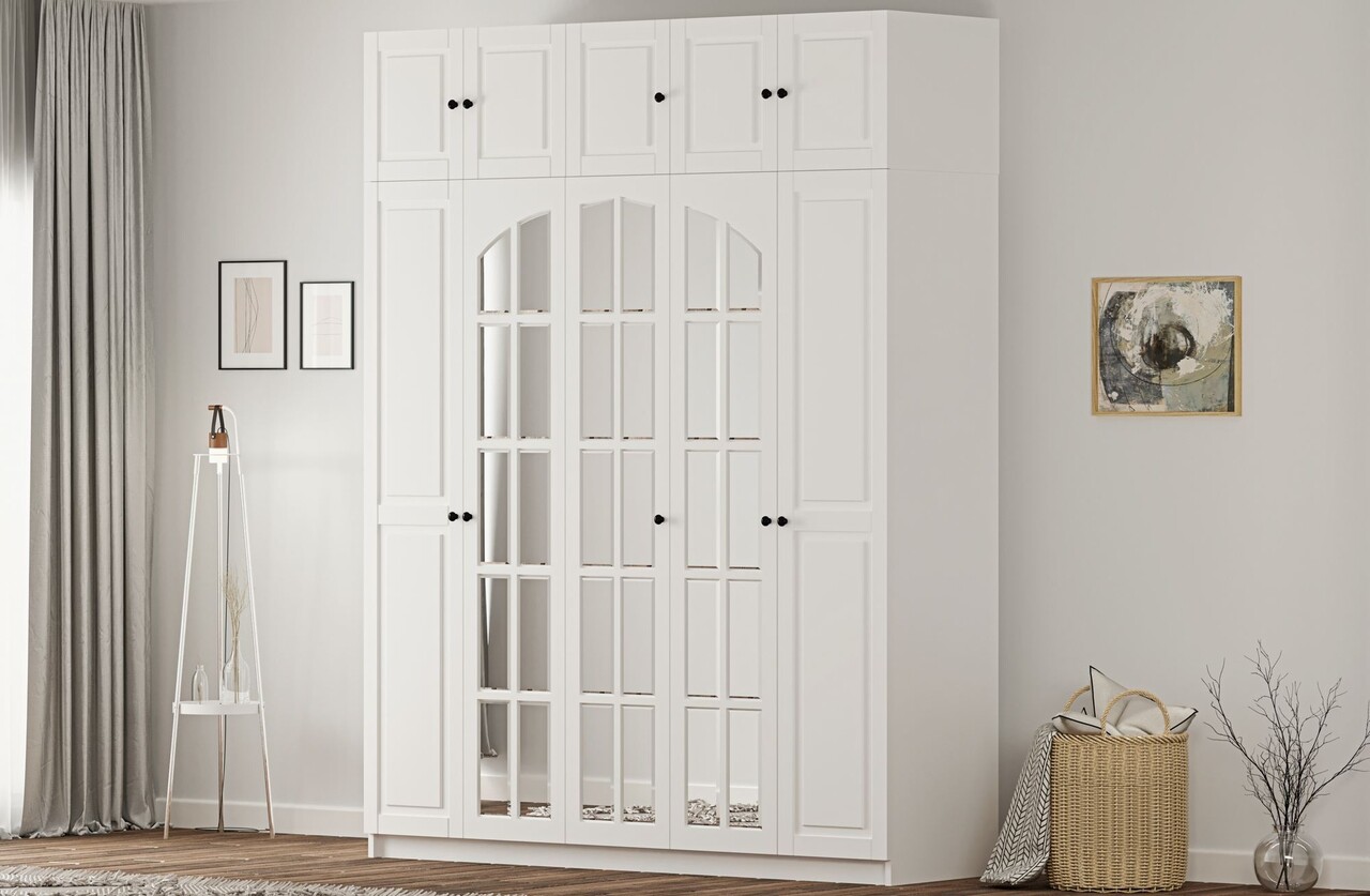 Dulap pentru haine, Hanah Home, Rb-185-13, 175x210x52 cm, Alb mat - imagine 7